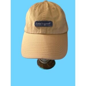 LIFE IS GOOD Logo Light Yellow Adjustable Strapback Baseball Hat Cap -Adult Size